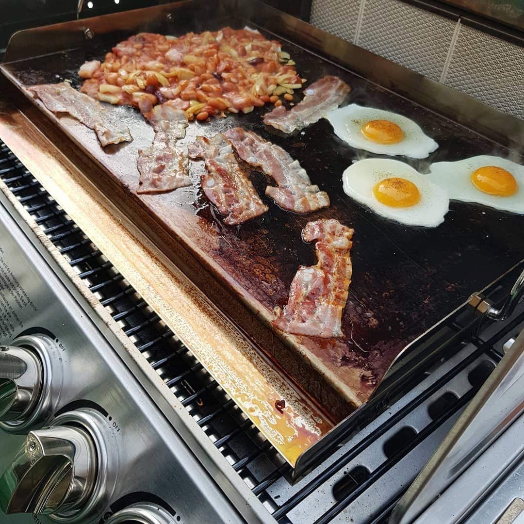 Lifespace 56cm Stainless Steel BBQ Flat Top Griddle & SS Smash Burger Press Bundle