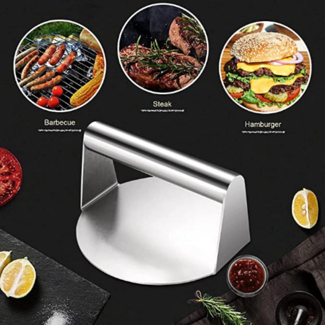 Lifespace 56cm Stainless Steel BBQ Flat Top Griddle & SS Smash Burger Press Bundle