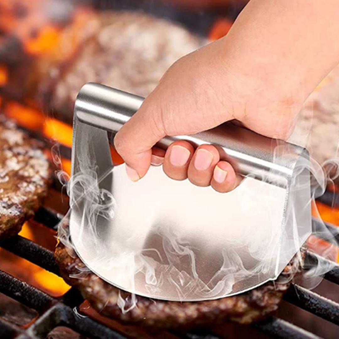 Lifespace 56cm Stainless Steel BBQ Flat Top Griddle & SS Smash Burger Press Bundle