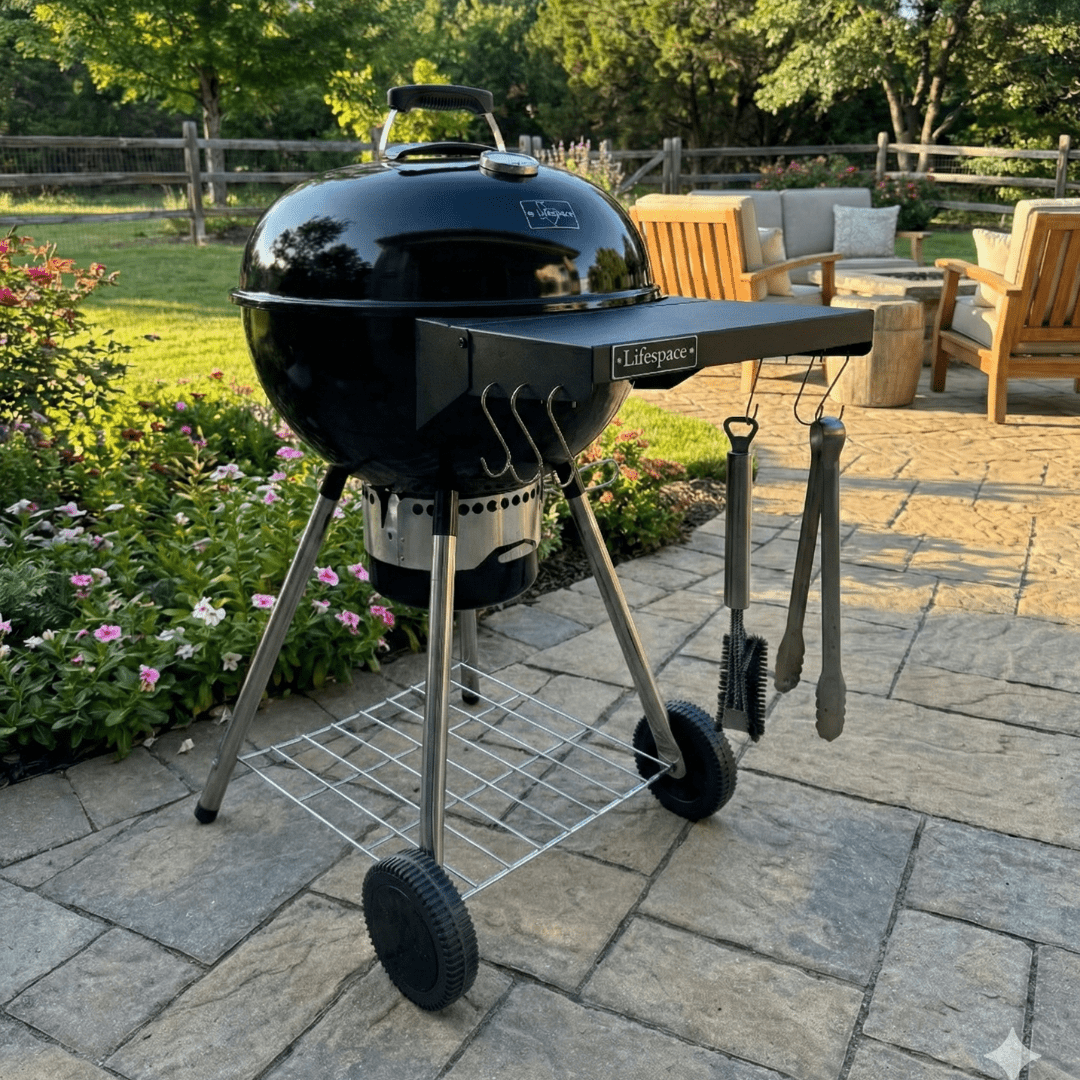 Lifespace 57cm Premium Charcoal Kettle Braai & Grill - thicker walls for better heat retention - Lifespace