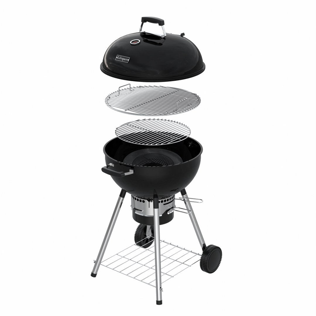 Lifespace 57cm Premium Charcoal Kettle Braai & Grill - thicker walls for better heat retention - Lifespace
