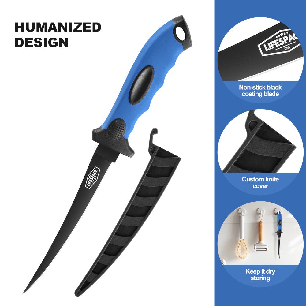 Lifespace 6" Stainless Steel Fish Filleting Knife With Sheath - Lifespace