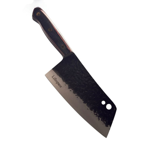Lifespace 7 Inch Full Tang Hammered Chef Cleaver Knife with Hole - Lifespace