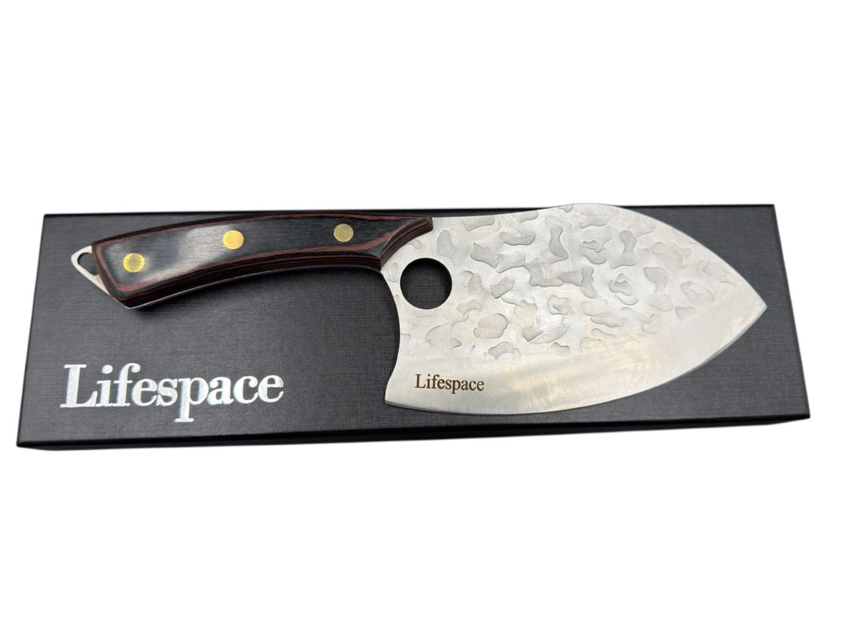Lifespace 7" Peach Hammered Braai Cleaver with Hole - Lifespace