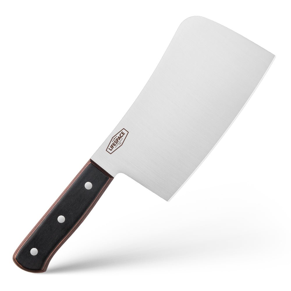 Lifespace 7" Stainless Steel Meat Chopping Cleaver with Pakkawood Handle - Lifespace