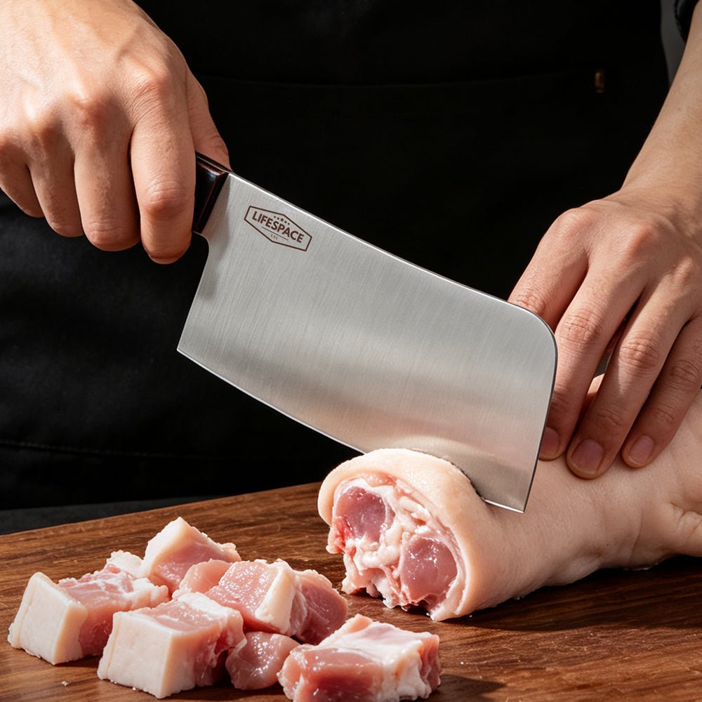 Lifespace 7" Stainless Steel Meat Chopping Cleaver with Pakkawood Handle - Lifespace