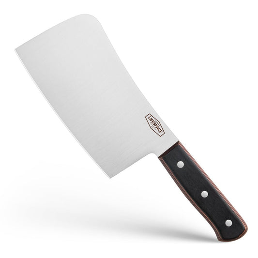 Lifespace 7" Stainless Steel Meat Chopping Cleaver with Pakkawood Handle - Lifespace