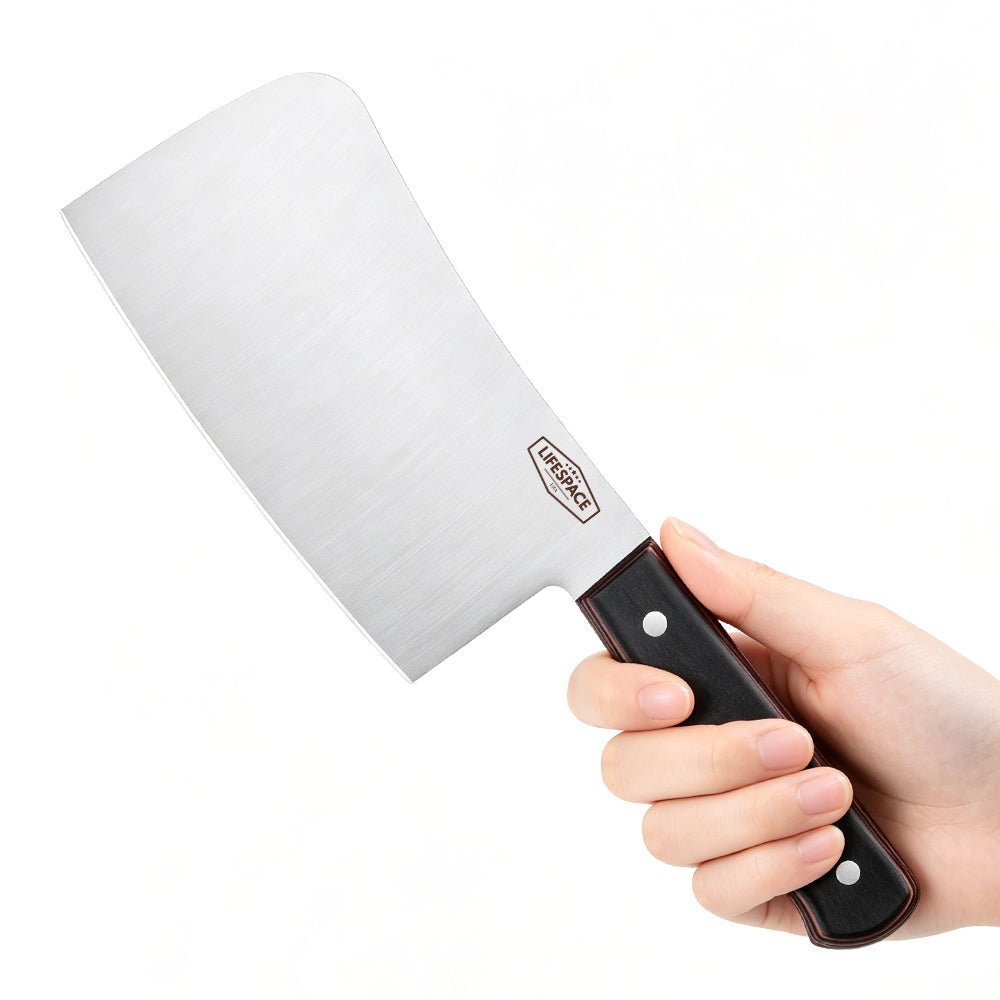 Lifespace 7" Stainless Steel Meat Chopping Cleaver with Pakkawood Handle - Lifespace
