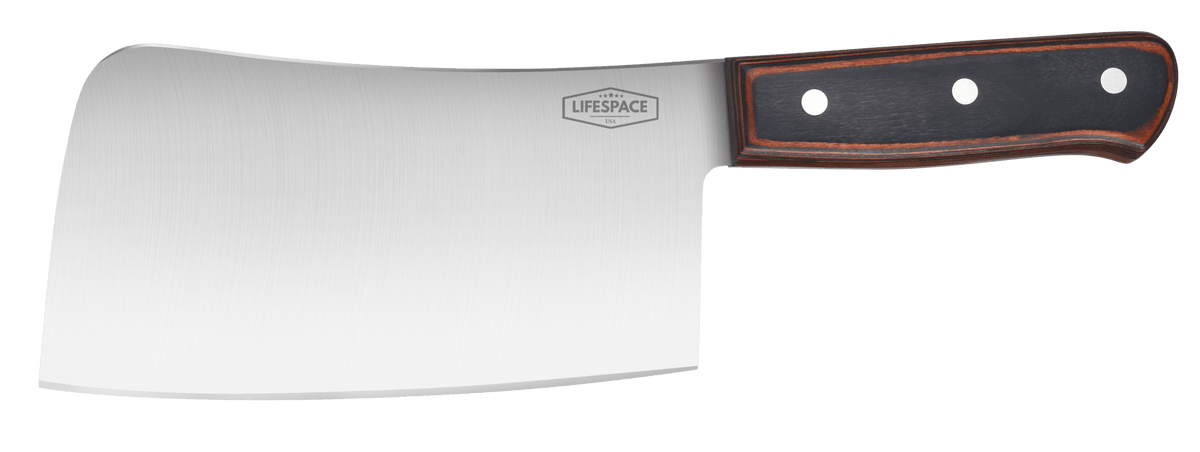 Lifespace 7" Stainless Steel Meat Chopping Cleaver with Pakkawood Handle - Lifespace