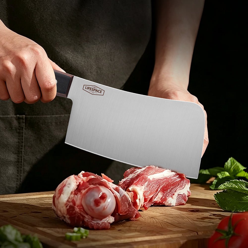 Lifespace 7" Stainless Steel Meat Chopping Cleaver with Pakkawood Handle - Lifespace