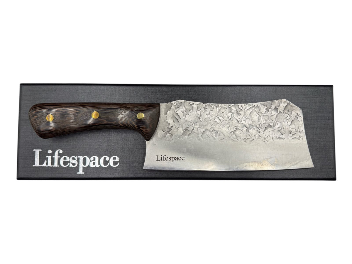 Lifespace 8" Chef Chopping Cleaver with 3 Rivets & Wood Handle - Lifespace