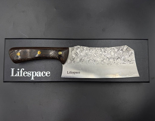Lifespace 8" Chef Chopping Cleaver with 3 Rivets & Wood Handle - Lifespace