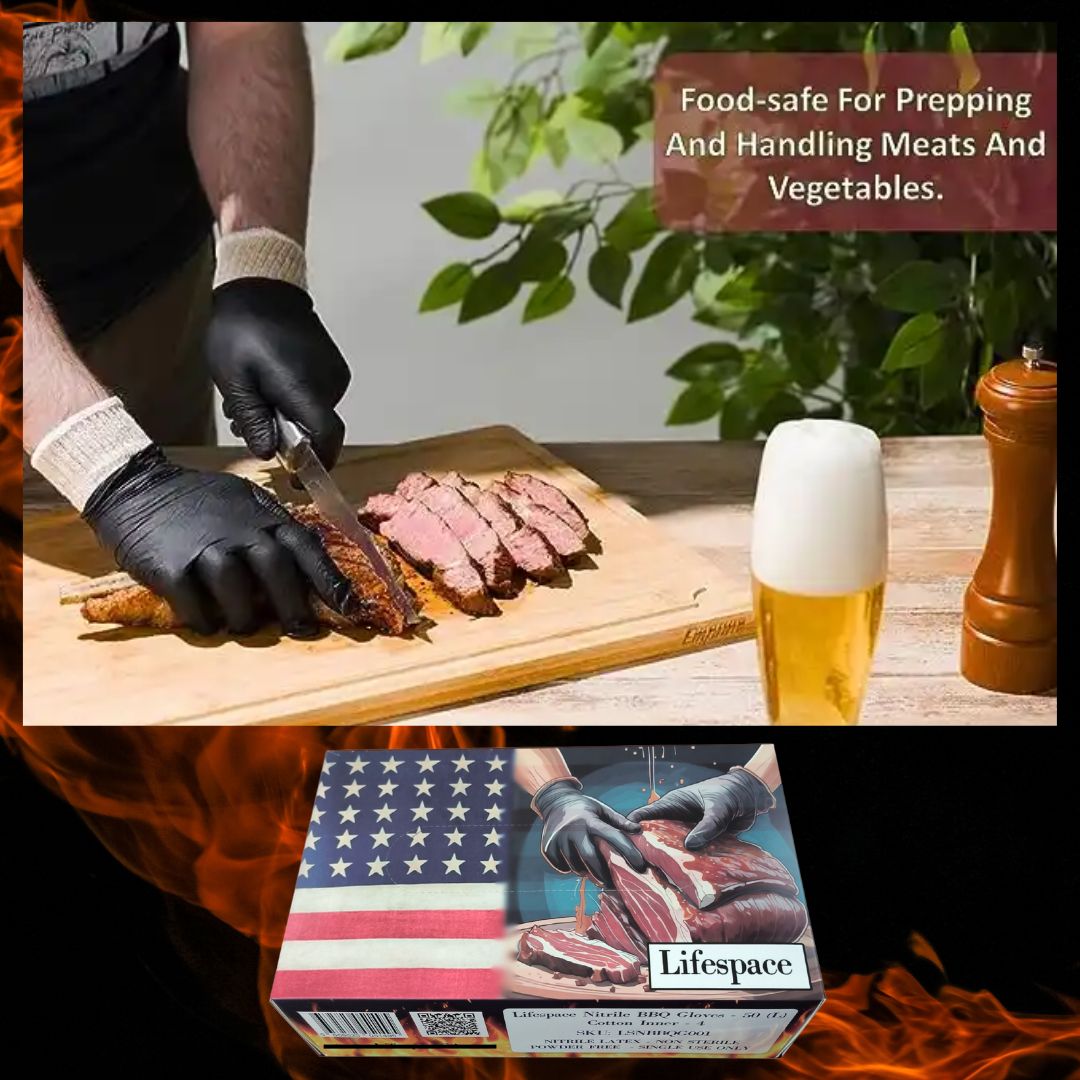 Lifespace BBQ Braai Essentials Meat Shredding Bundle: Nitrile Gloves (50-Pack) & Meat Shredding Bear Claws - Lifespace