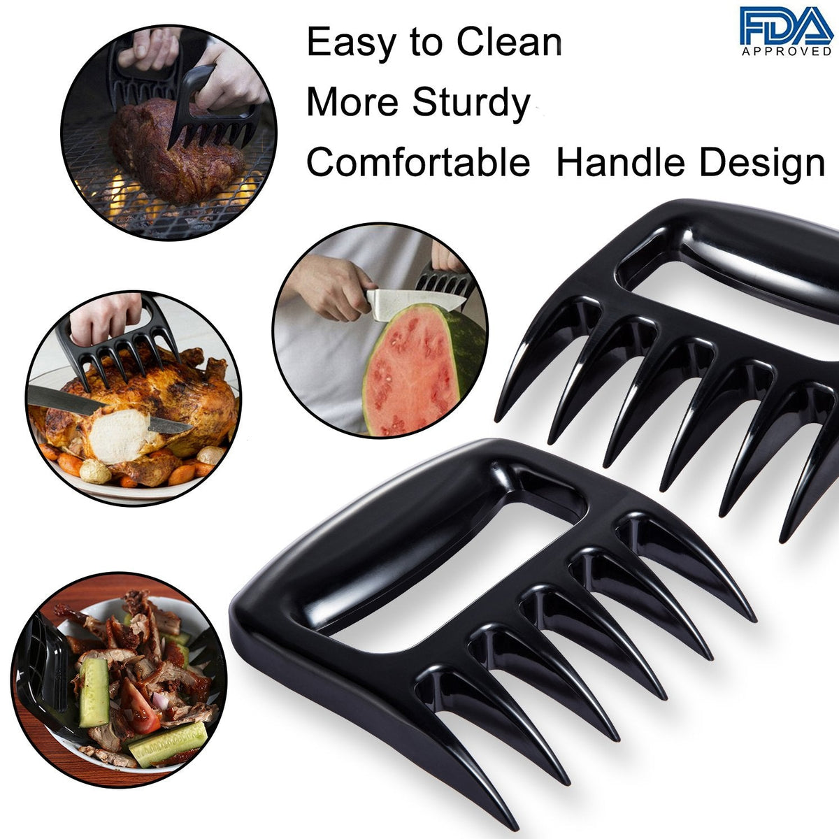 Lifespace BBQ Braai Essentials Meat Shredding Bundle: Nitrile Gloves (50-Pack) & Meat Shredding Bear Claws - Lifespace