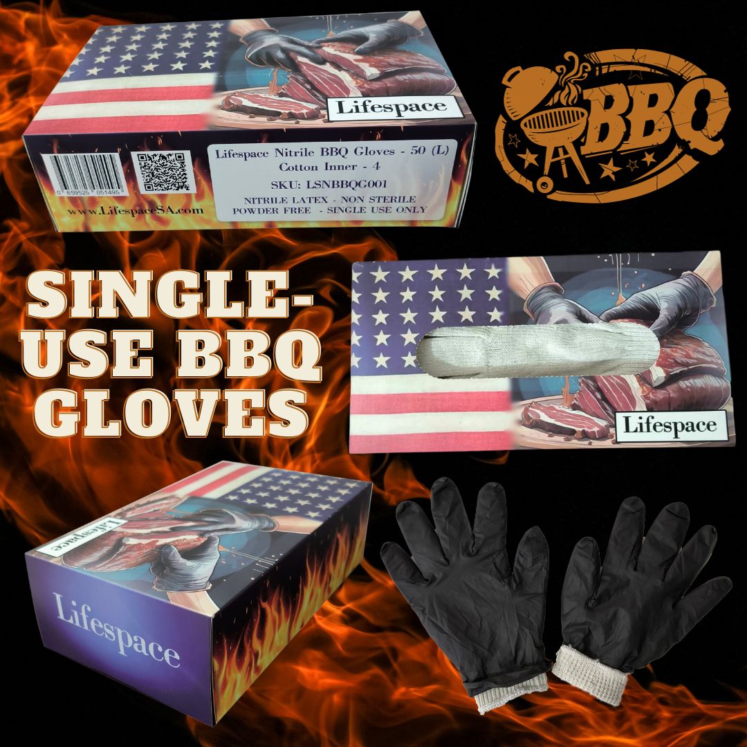 Lifespace BBQ Braai Essentials Meat Shredding Bundle: Nitrile Gloves (50-Pack) & Meat Shredding Bear Claws - Lifespace