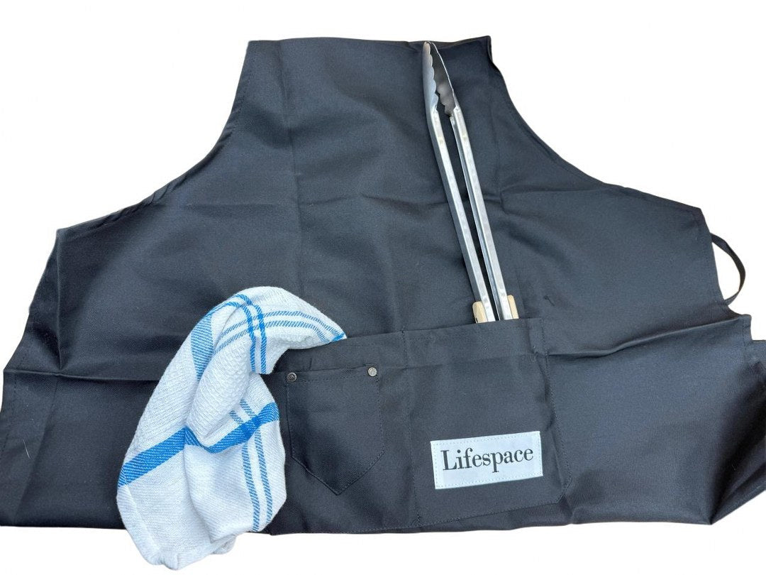 Lifespace Black Chef Apron With Adjustable Neck Strap - Lifespace