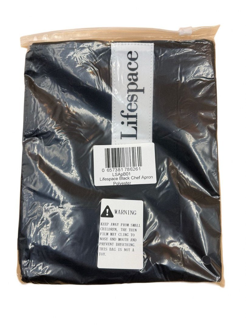 Lifespace Black Chef Apron With Adjustable Neck Strap - Lifespace