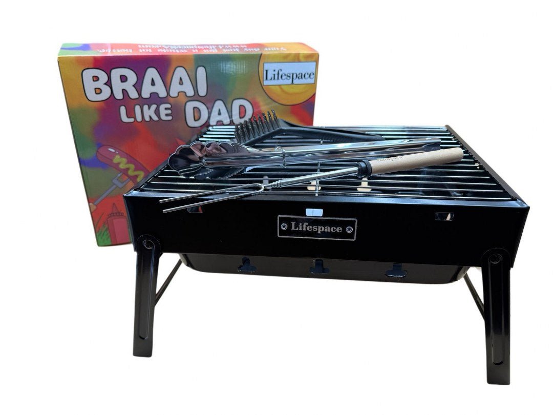 Lifespace 'Braai Like Dad' Kiddies Charcoal Grill with Accessories - Junior Grillmaster Adventure Kit - Lifespace