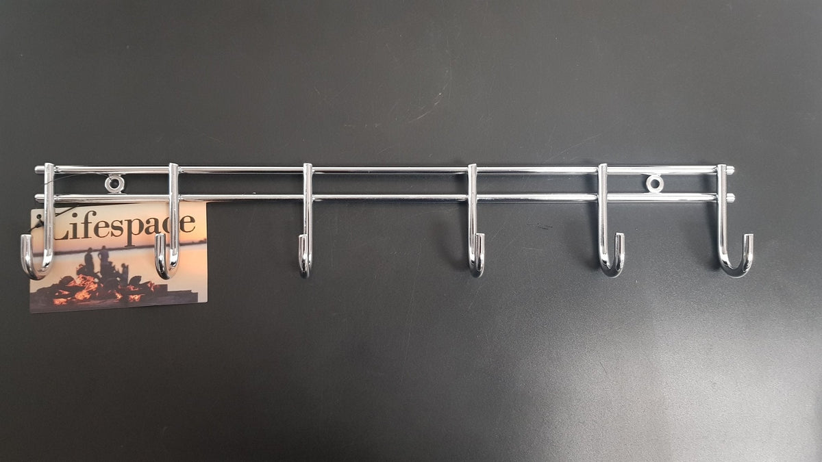 Lifespace Braai Utility Hook Rack - 6 Hooks - Chrome Plated Mild Steel - 3 pack - Lifespace