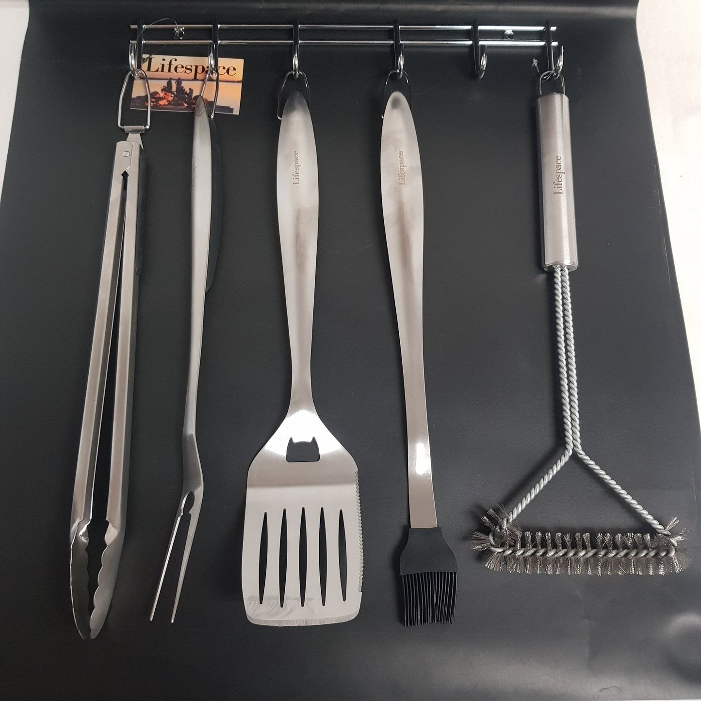 Lifespace Braai Utility Hook Rack - 6 Hooks - Chrome Plated Mild Steel - 3 pack