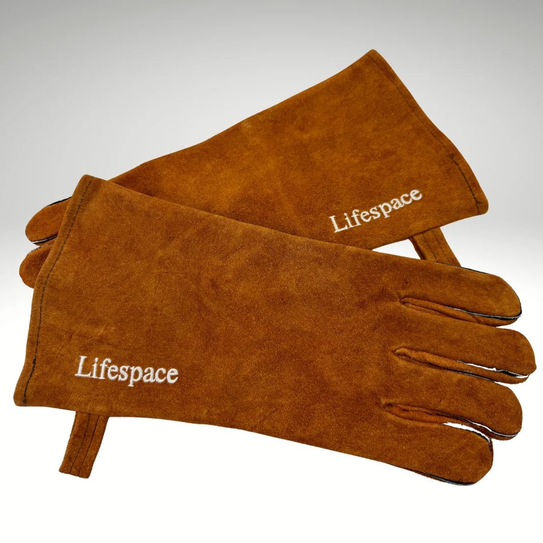 Lifespace Brown Leather Braai Gloves - lined for extra comfort - Lifespace
