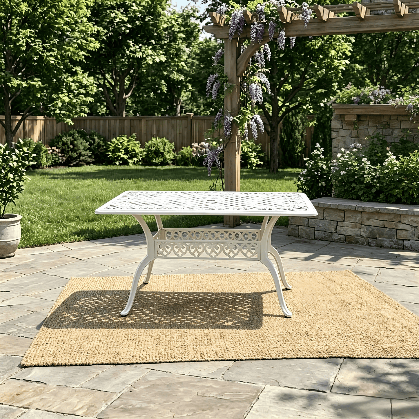 Lifespace Cast Aluminium 6-seater Patio Table (White) - Lifespace