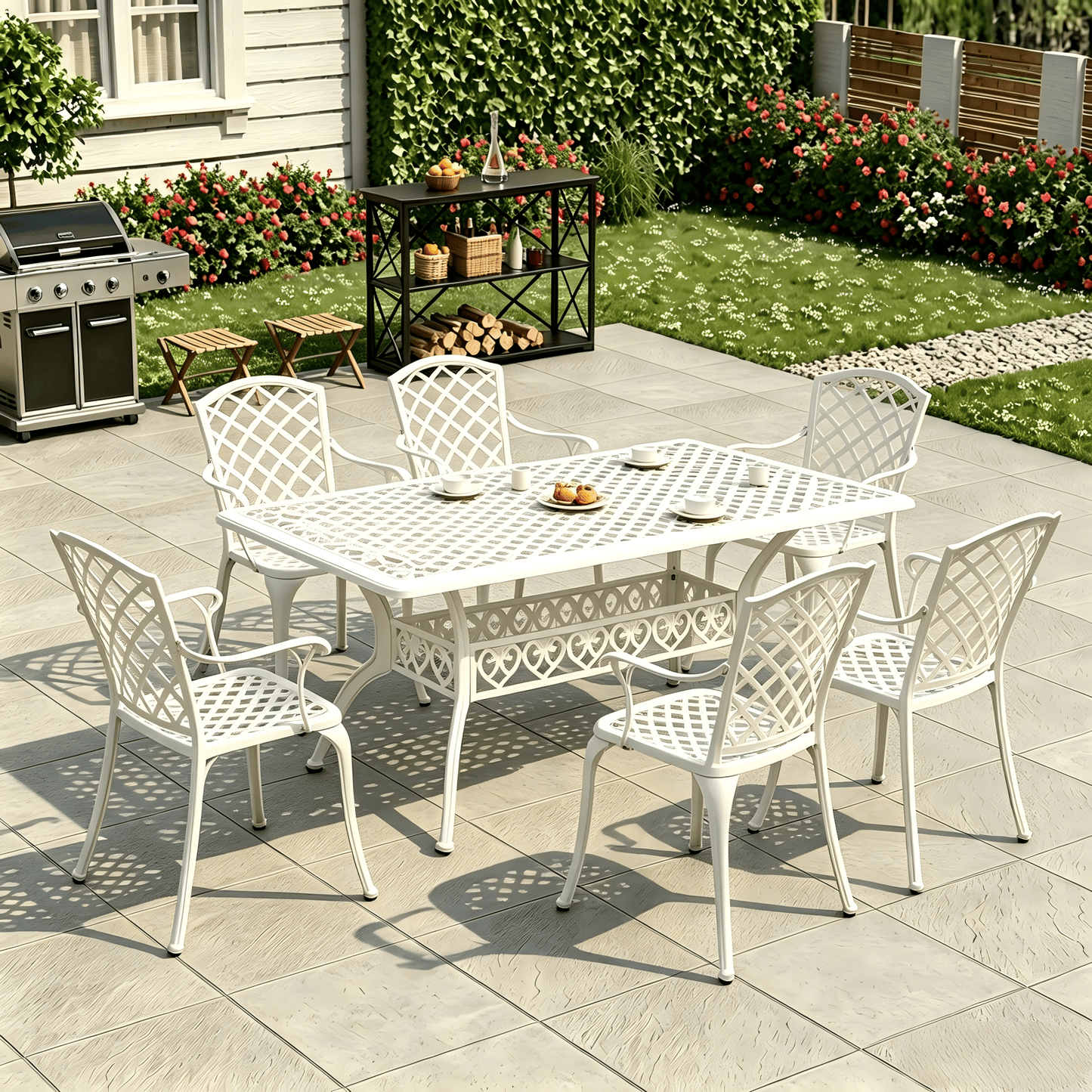 Lifespace Cast Aluminium 6-seater Patio Table (White) - Lifespace