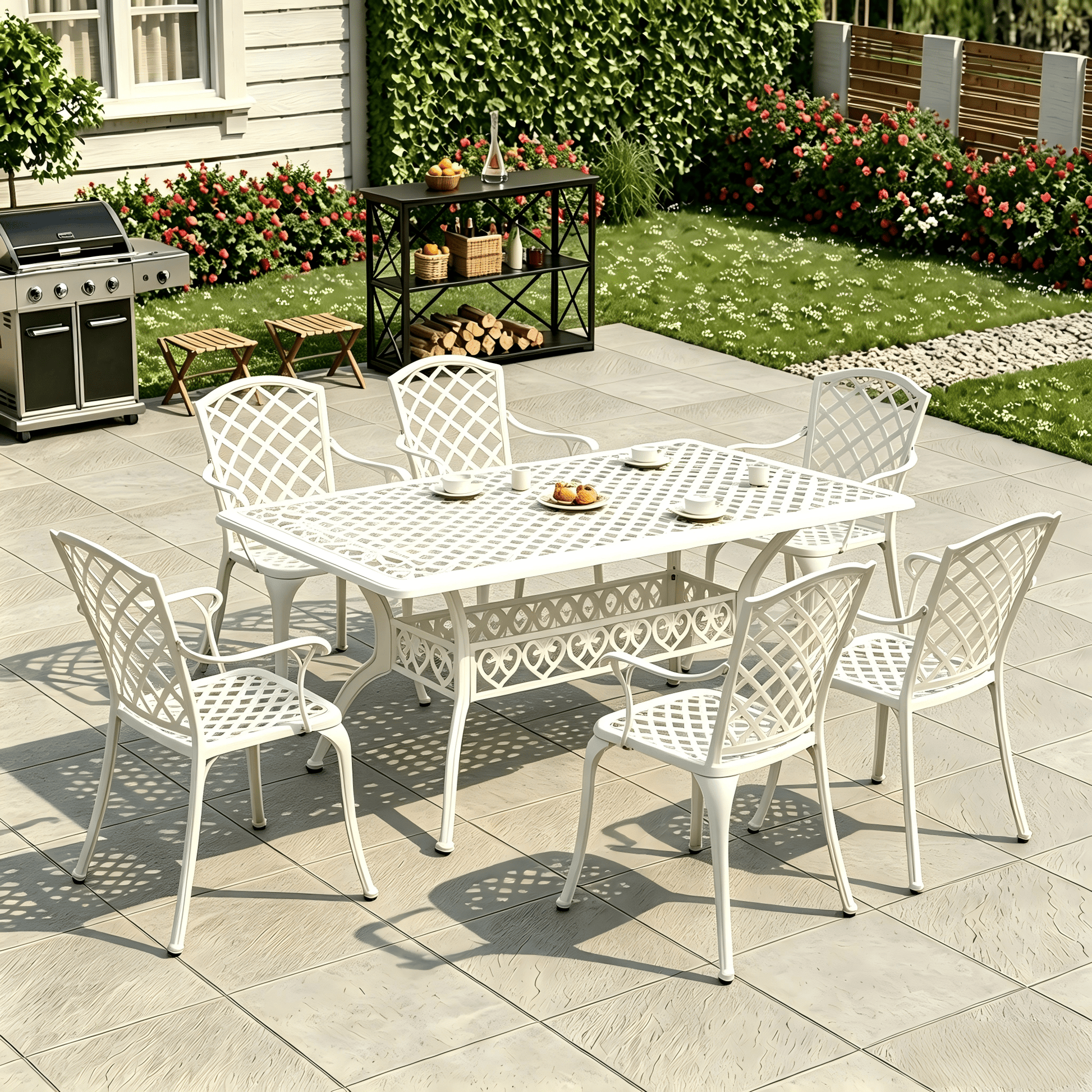 Lifespace Cast Aluminium 6-seater Patio Table (White) - Lifespace