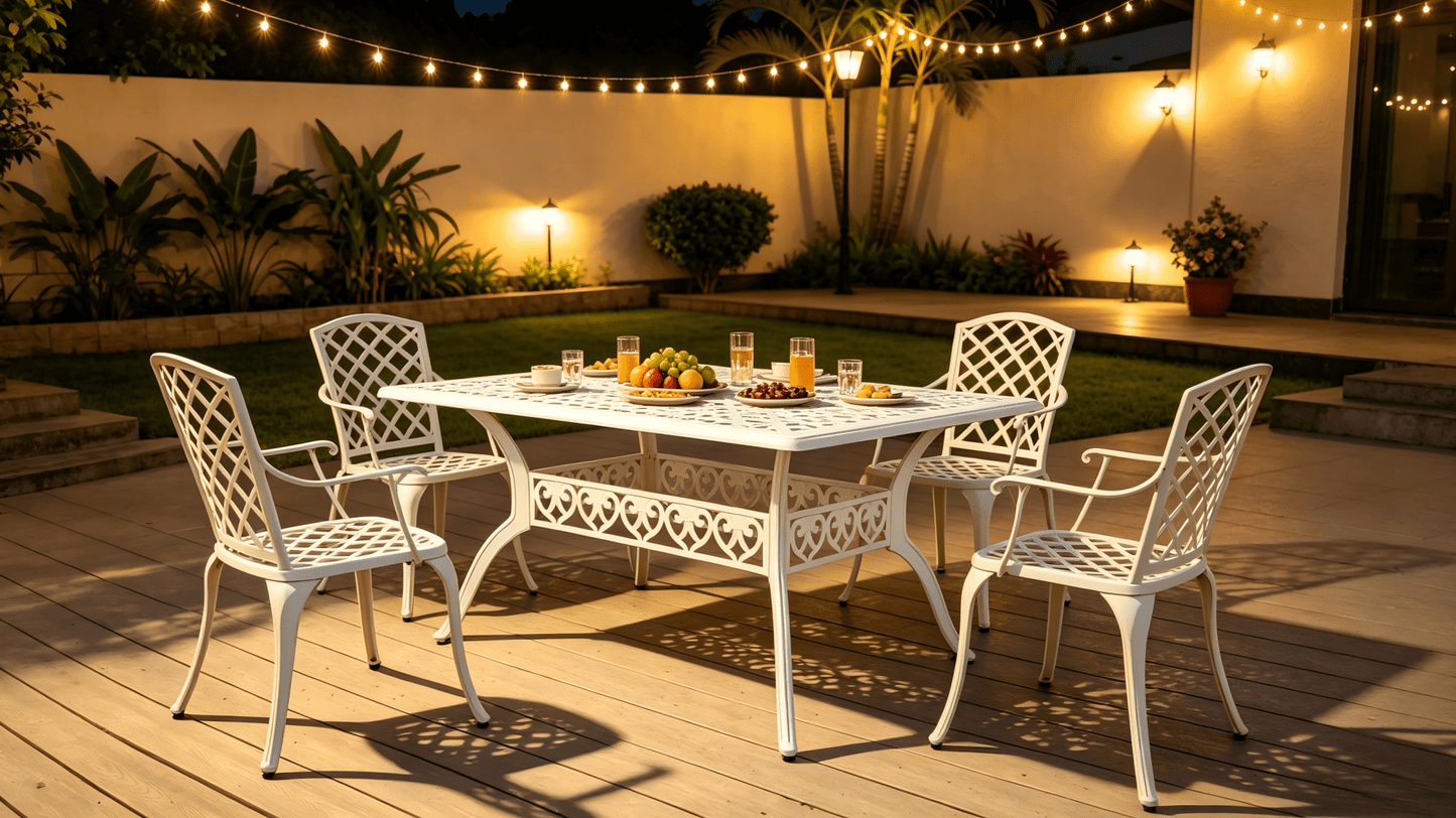 Lifespace Cast Aluminium 6-seater Patio Table (White) - Lifespace