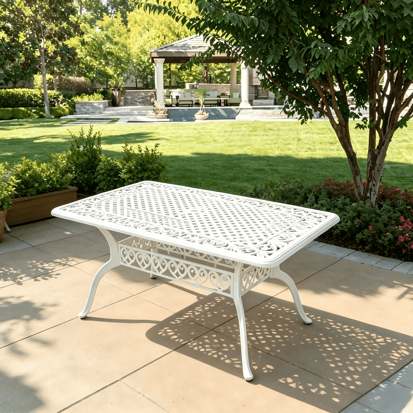 Lifespace Cast Aluminium 6-seater Patio Table (White) - Lifespace