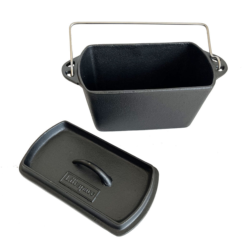 Lifespace Cast Iron Bread Pot with Handle & Free Bag + Potjie Clean & Care Kit Bundle - Lifespace