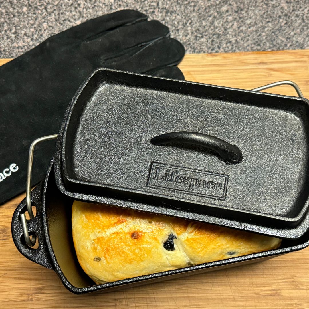 Lifespace Cast Iron Bread Pot with Handle & Free Bag + Potjie Clean & Care Kit Bundle - Lifespace