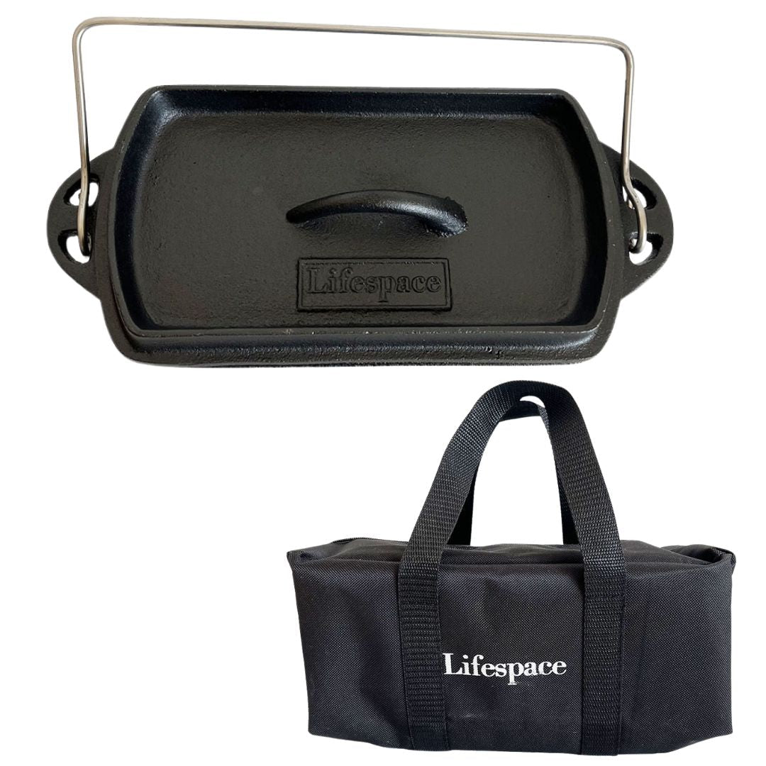 Lifespace Cast Iron Bread Pot with Handle & Free Bag + Potjie Clean & Care Kit Bundle - Lifespace