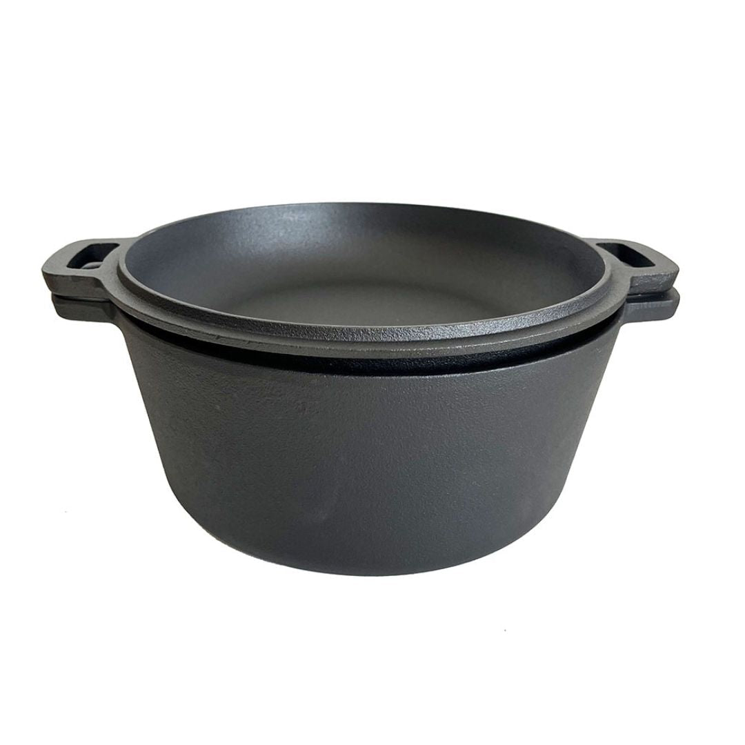 Lifespace Cast Iron Double Dutch Oven Pot 26cm + Potjie Clean & Care Kit Bundle - Lifespace