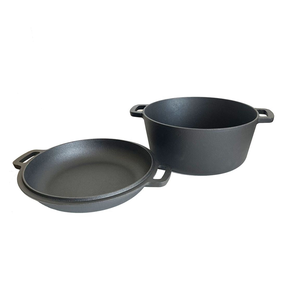 Lifespace Cast Iron Double Dutch Oven Pot 26cm + Potjie Clean & Care Kit Bundle - Lifespace
