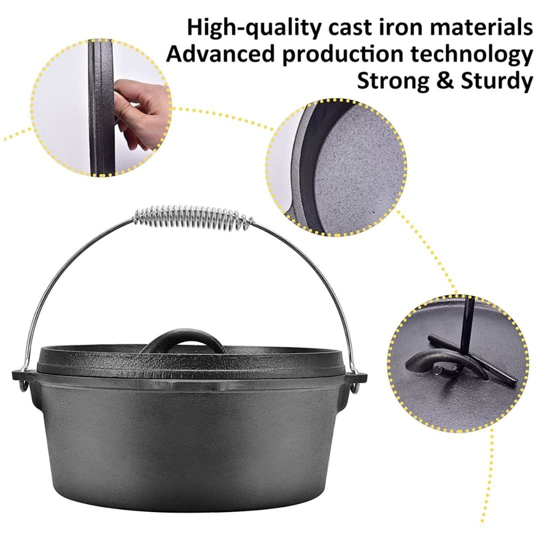 Lifespace Cast Iron Dutch Oven Bread Pot 24,5cm + Potjie Clean & Care Kit Bundle - Lifespace