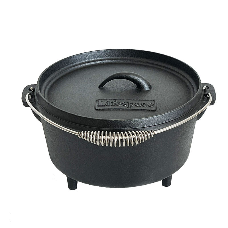 Lifespace Cast Iron Dutch Oven Combo – 24.5cm Bread Pot + 22cm Lid Lifter - Lifespace