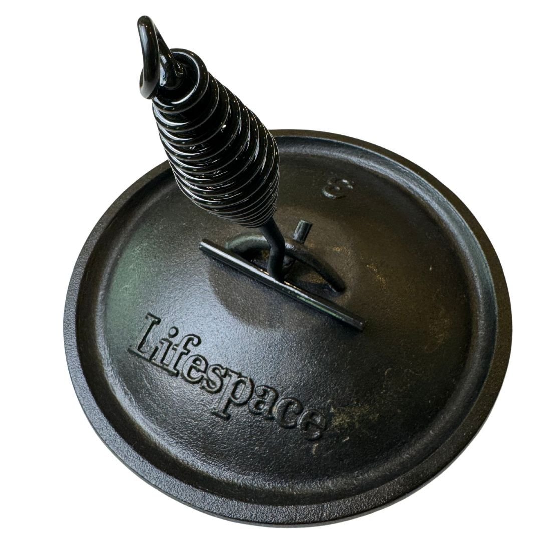 Lifespace Cast Iron Dutch Oven Combo – 24.5cm Bread Pot + 22cm Lid Lifter - Lifespace