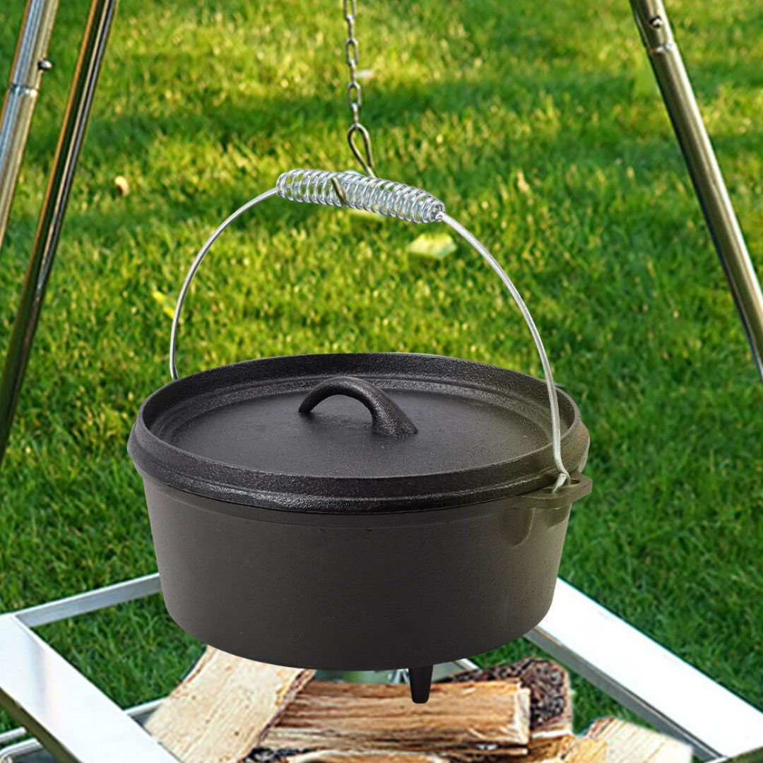 Lifespace Cast Iron Dutch Oven Combo – 24.5cm Bread Pot + 22cm Lid Lifter - Lifespace