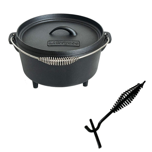 Lifespace Cast Iron Dutch Oven Combo – 24.5cm Bread Pot + 22cm Lid Lifter - Lifespace