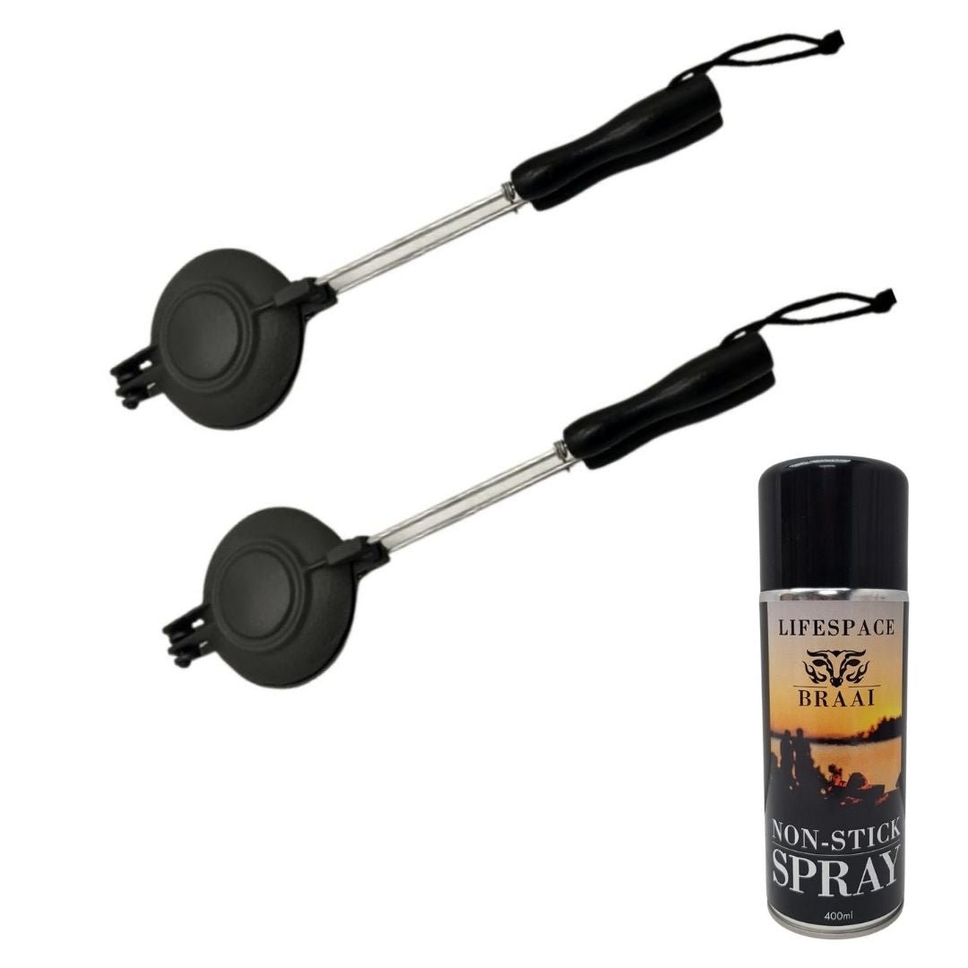 Lifespace Cast Iron Jaffle Irons (2-Pack) + 400ml Non-Stick Spray Combo Pack - Lifespace