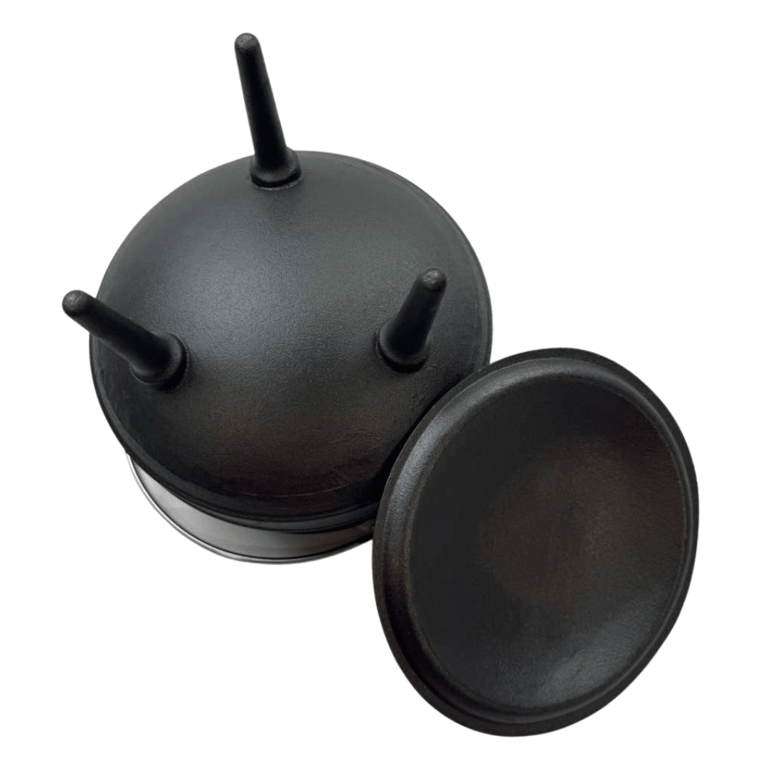 Lifespace Cast Iron Potjie Combo – No 2 Potjie Pot (6L) + 22cm Lid Lifter - Lifespace
