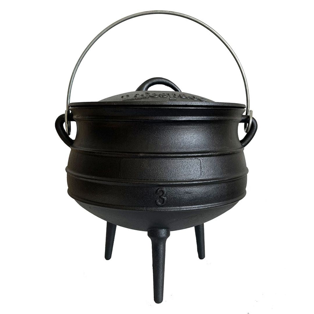 Lifespace Cast Iron Potjie Combo – No 3 Potjie Pot (7.8L) + 22cm Lid Lifter - Lifespace