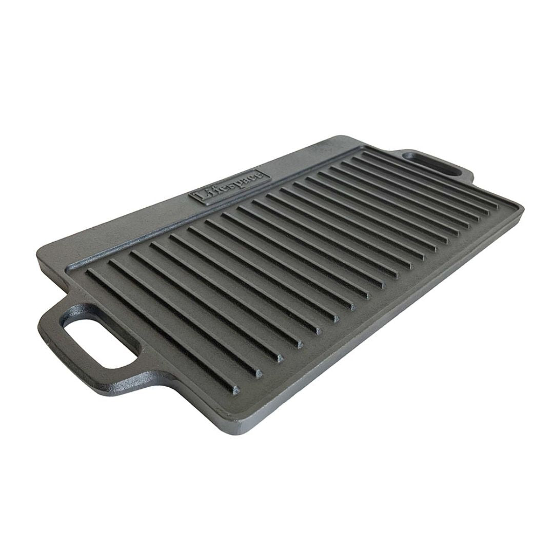 Lifespace Cast Iron Reversible Griddle Plate Pan + Potjie Clean & Care Kit Bundle - Lifespace