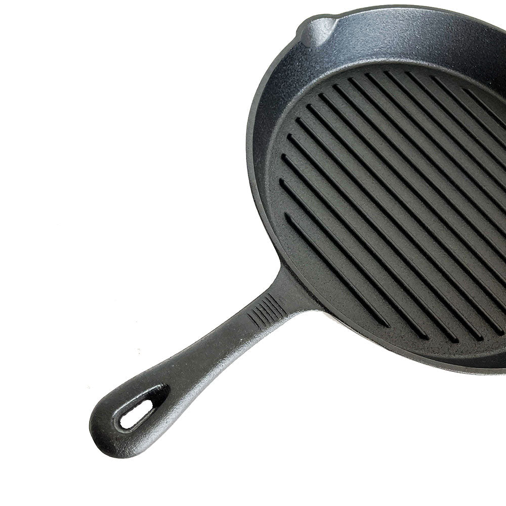 Lifespace Cast Iron Round Griddle Skillet Pan - 28cm + Potjie Clean & Care Kit Bundle - Lifespace
