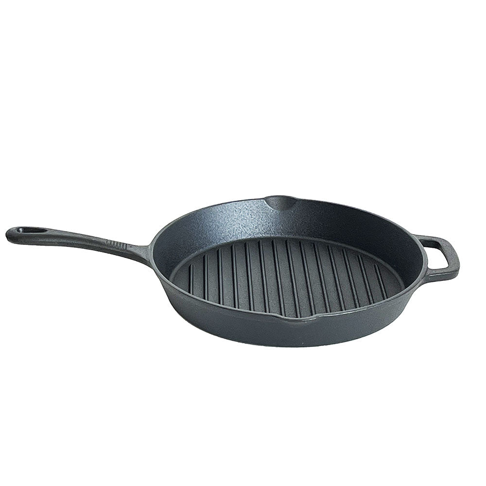 Lifespace Cast Iron Round Griddle Skillet Pan - 28cm + Potjie Clean & Care Kit Bundle - Lifespace