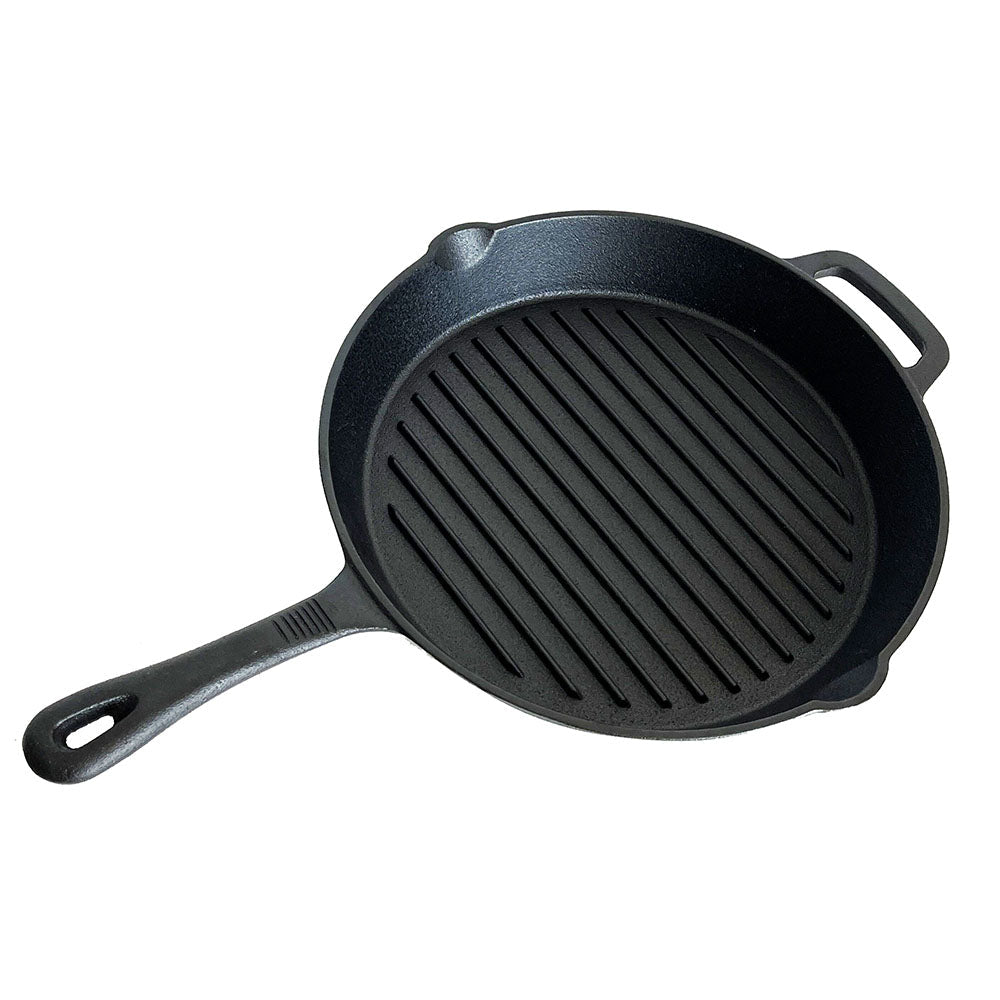 Lifespace Cast Iron Round Griddle Skillet Pan - 28cm + Potjie Clean & Care Kit Bundle - Lifespace