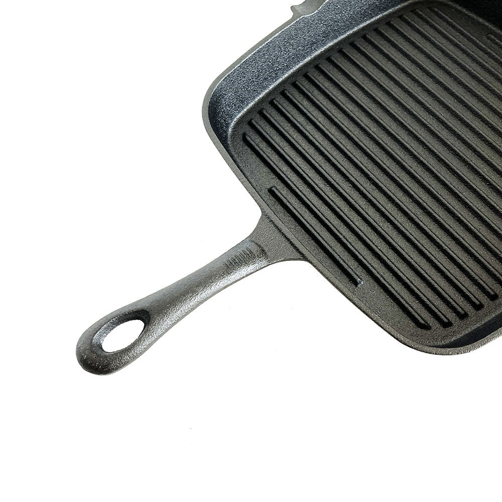Lifespace Cast Iron Square Griddle Pan 24cm + Potjie Clean & Care Kit Bundle - Lifespace
