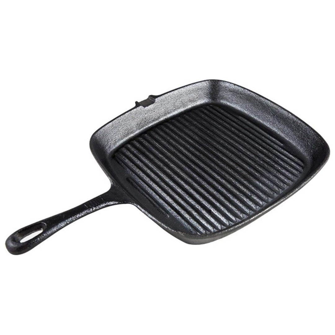 Lifespace Cast Iron Square Griddle Pan 24cm + Potjie Clean & Care Kit Bundle - Lifespace