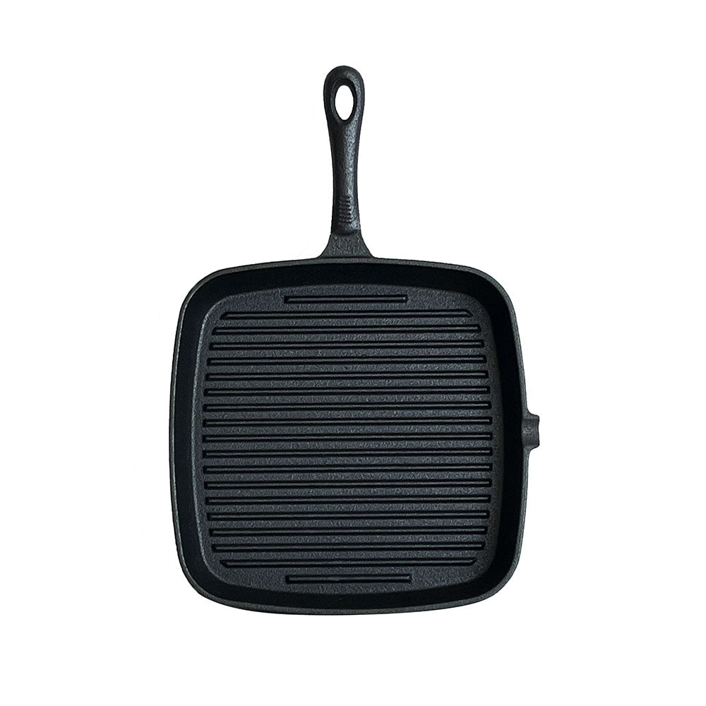 Lifespace Cast Iron Square Griddle Pan 24cm + Potjie Clean & Care Kit Bundle - Lifespace